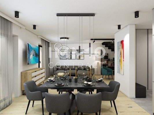 Essbereich mit Blick in Wohnzimmer