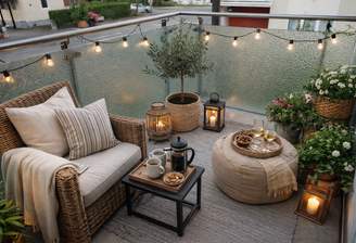 Balkon mit KI möbliert