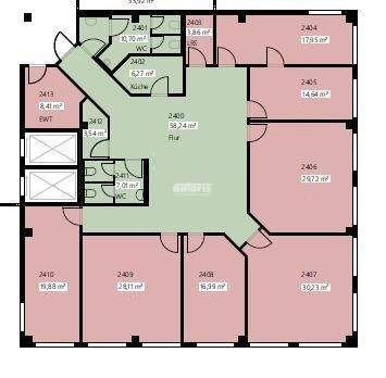 2. OG, ca. 256 m² - Block D