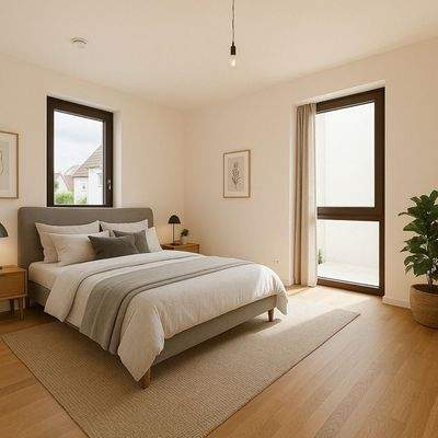 Schlafzimmer 1.OG, Einrichtungsvorschlag, KI-generiert