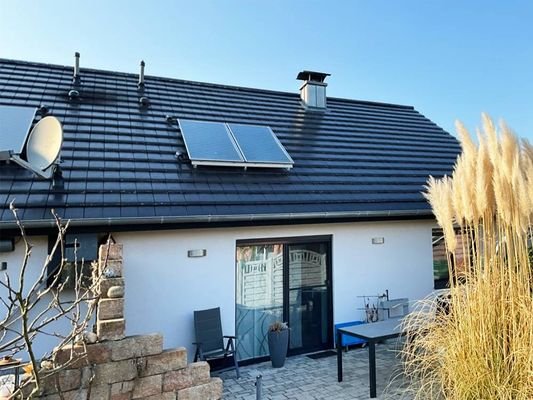 Sicht auf die Photovoltaik Anlage
