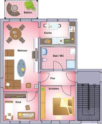 Grundriss-Skizze 65 m²