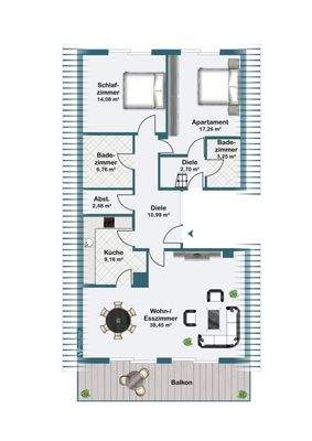 Dachgeschoss mit Apartment