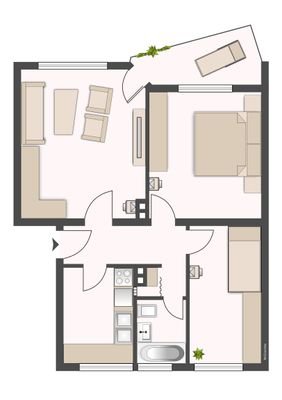 Grundriss 3 Zimmer rechts