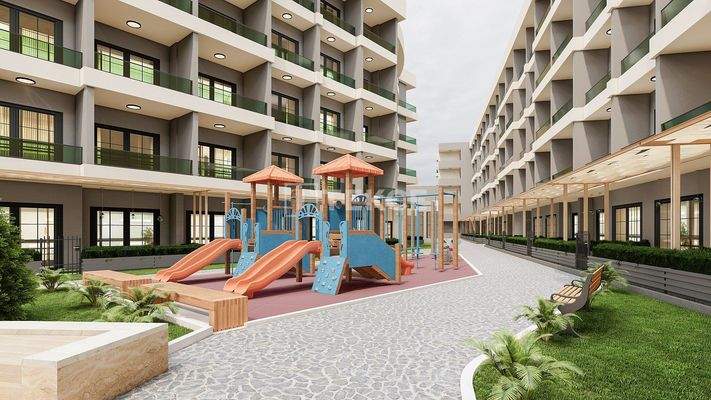 Properties in Complex with Pool Near the Sea in Tömük Mersin