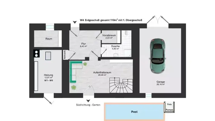 Grundriss WE4-EG-Pool