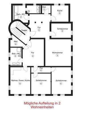 Grundriss aufgeteilt 1. OG