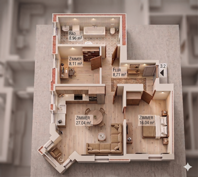 Geräumige 3-Raum-Wohnung mit Tageslichtbad - Photo 5