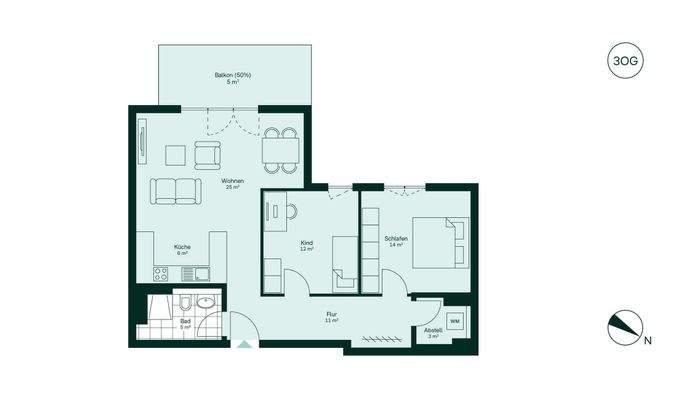 Moderner und komfortabler Grundriss der Eigentumsw