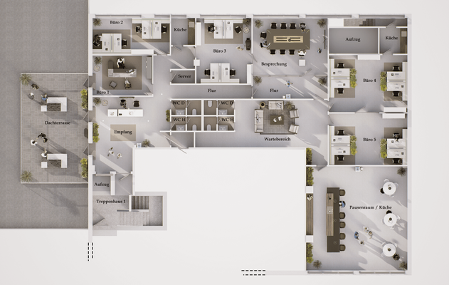 Aufsicht Beispiel Büro