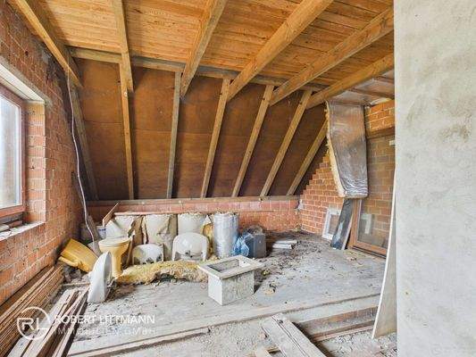 Obergeschoss zukünftiges Wohnzimmer + Küche