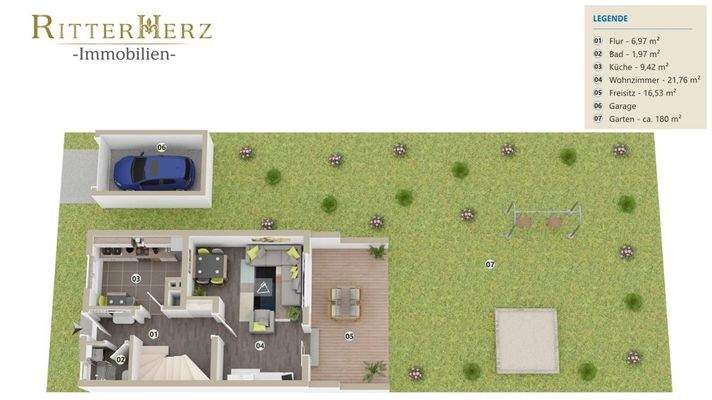 Aufteilung EG-Garten-Garage