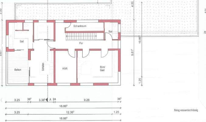 Möglicher Grundriss OG Wohnungsbebauung