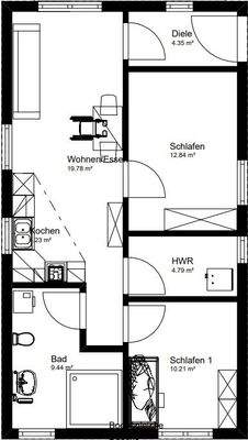 Grundriss Bungalow Hirstein links