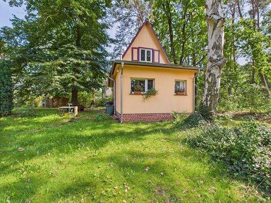 Gartenbereich und Blick auf den Anbau