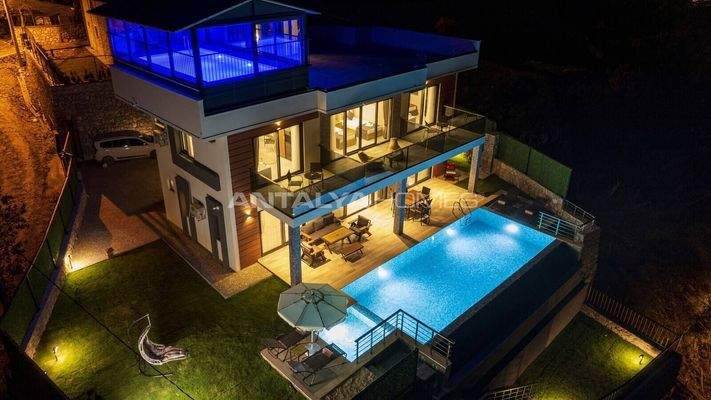 Uninterrupted Sea View Villa with 4 Bedrooms in Mugla Fethiye