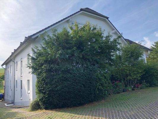 Rückansicht mit Parkplatz