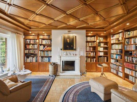 Bibliothek mit Kamin