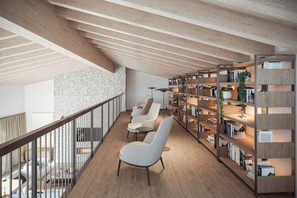 Galerie mit Bibliothek