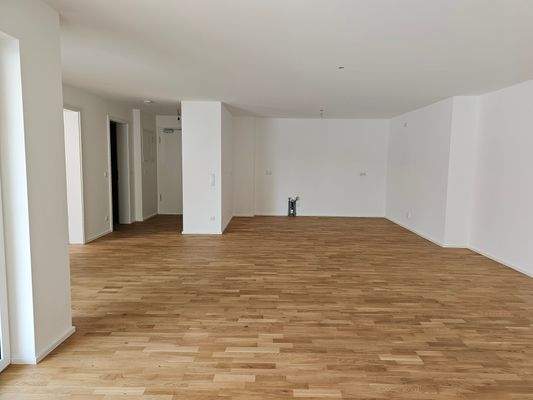 Wohnbereich, Blick zur Küche und Eingangstür