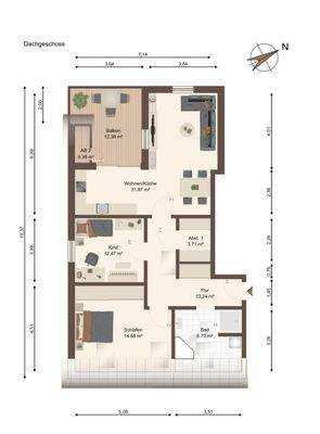 Grundriss Wohnung 7 - DG