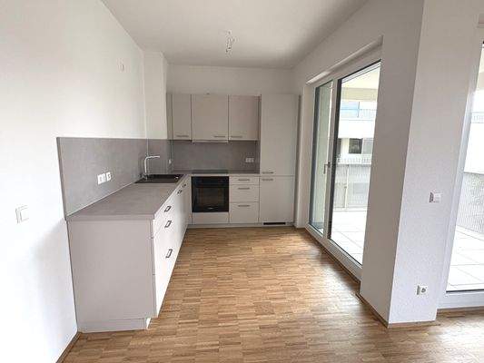 Blick auf Einbauküche