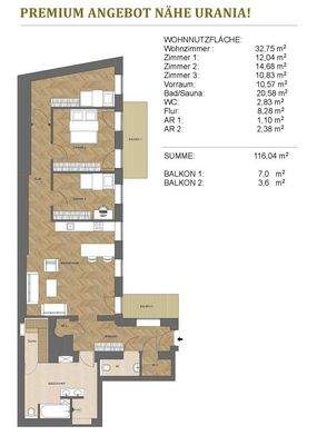 Wohnungsplan + zwei Balkone!