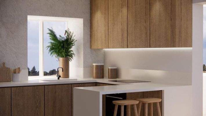 Kreta, Kalyves: 150 Meter zum Meer - Luxusvilla mit Meerblick und privatem Pool in kleinem Komplex zu verkaufen