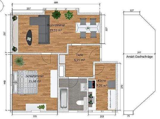 Grundriss DG re-2 bemasst