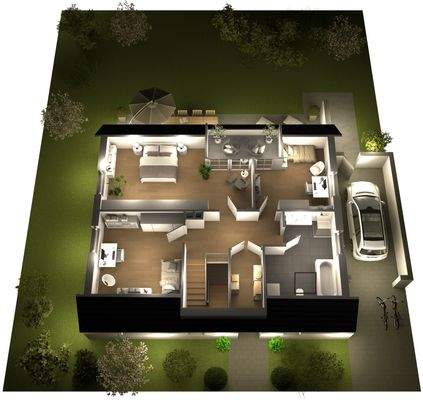 Das Dachgeschoss mit Optionen abends