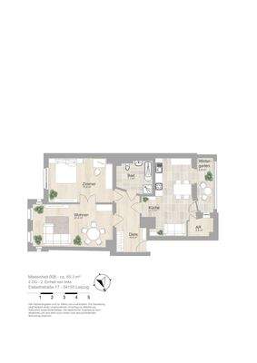 Grundriss farbig / möbliert