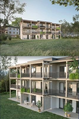 Visualisierte Ansicht Haus A + B