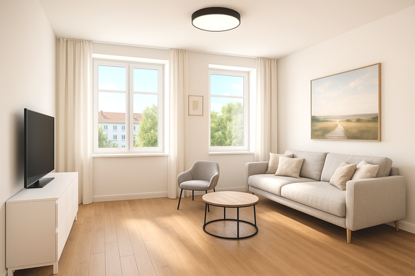 Wohnzimmer 4-Zimmer-Wohnung hofseitig (Rendering)