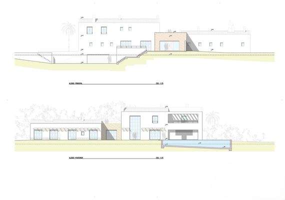 Alzado principal y posterior