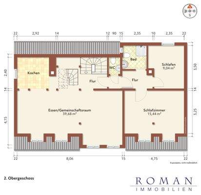 Grundriss 2. OG leer für Ihre Planung