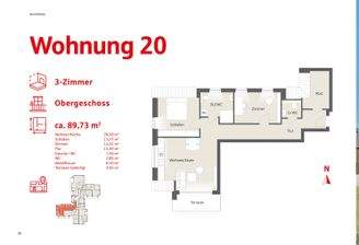 Grundriss Wohnung 20 Obergeschoss