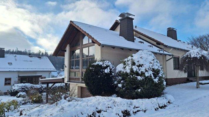 Hausansicht / Kaminzimmer 