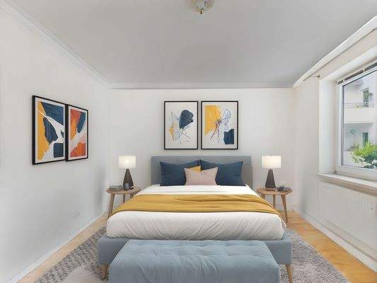 Schlafzimmer virtuell gestaged Kiel - Niemannsweg - Lütt Immobilien