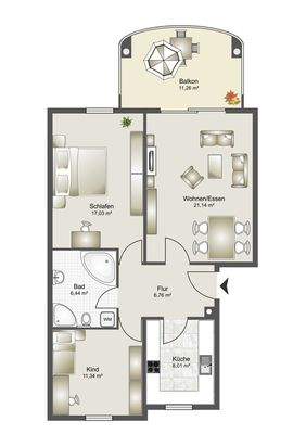 Grundriss - Kompakte, durchdachte Raumaufteilung mit optimaler Südwest-Ausrichtung - nicht zur Maßentnahme geeignet