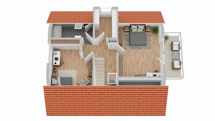 Grundriss 3D - Einliegerwhg