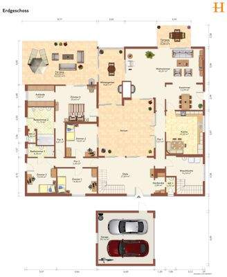 Grundriss Erdgeschoss gezeichnet