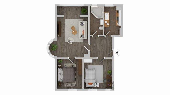 Grundriss visualisiert Beispielmöblierung