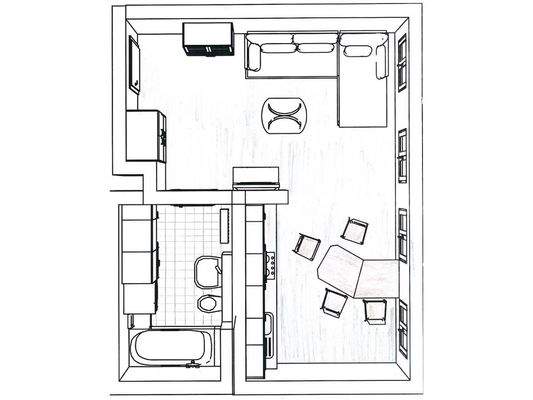 Grundriss mit aktueller Einrichtung