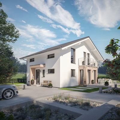 Modernes Landhaus mit großem Dachüberstand