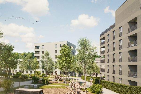 illustrierte Außenansicht Spielplatz