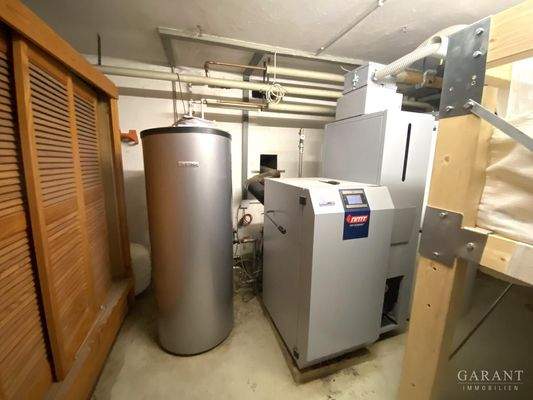 Blick auf die Pelletheizanlage