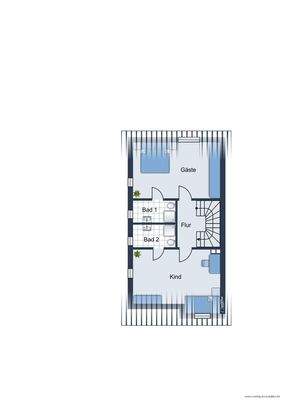 Grundrissskizze der Hauses - Dachgeschoss- nicht maßstabsgetreu - Möblierung dient lediglich der Veranschaulichung und ist teilweise nicht Bestandteil der Immobilie