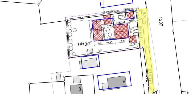 Plan mit Makierung Flächen