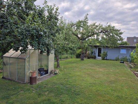 Blick auf Garage/Gewächshaus
