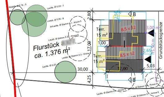 V9315a Ausschnitt Bauvorbescheid rückwärtiges Grundstück